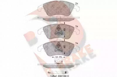 R BRAKE rb1865 -  Комплект тормозных колодок, дисковый тормоз